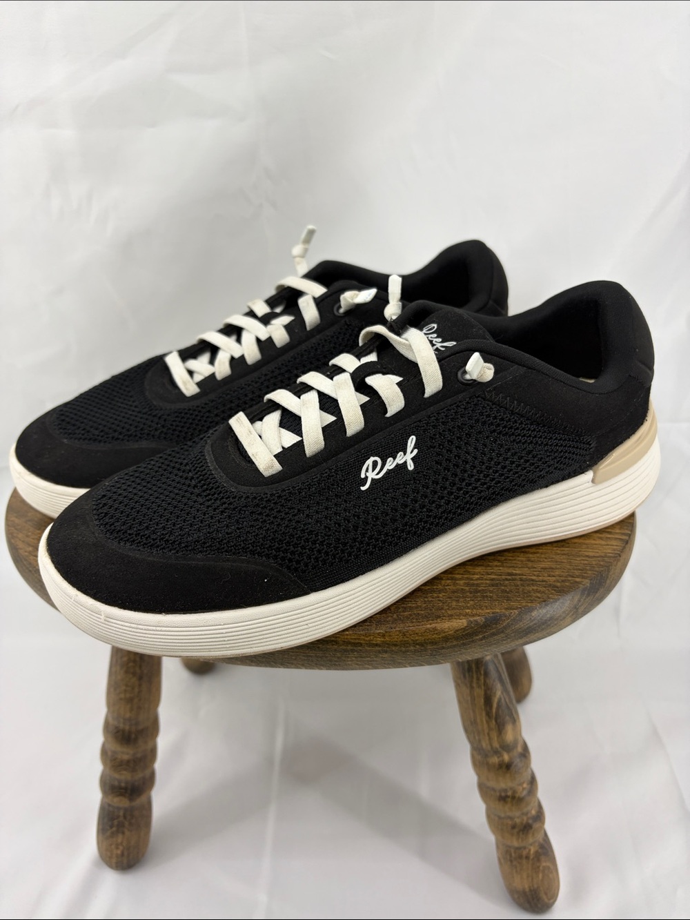 Reef Womens Shoreline Palisades Black Knit Slip-on Sneakers Boat Shoes, sz 8.5